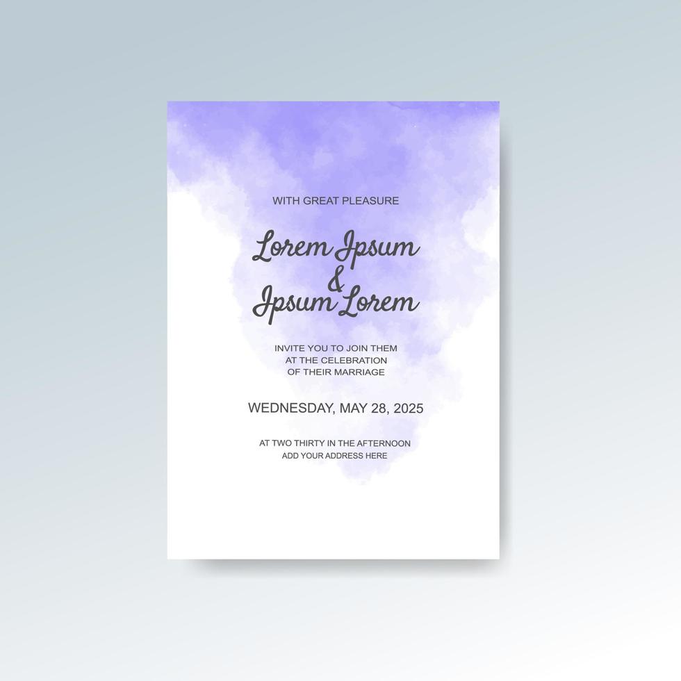 Wedding invitation with abstract watercolor background vector