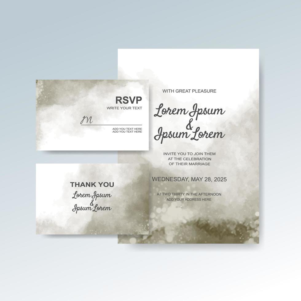 Wedding invitation with abstract watercolor background vector