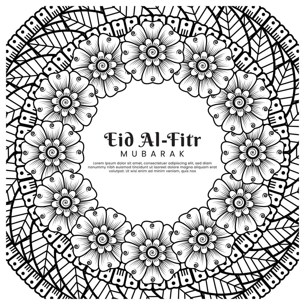 Eid al-fitr with mehndi flower background. Abstract illustration vector