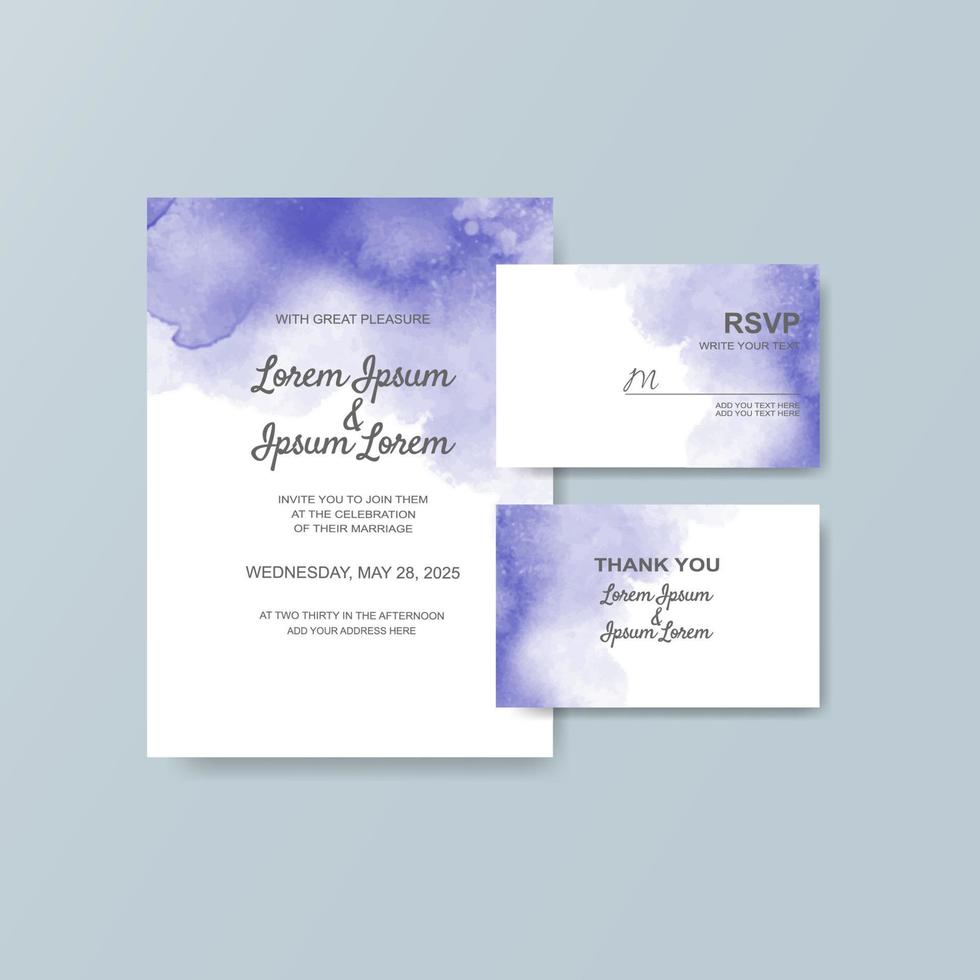 Wedding invitation with abstract watercolor background vector