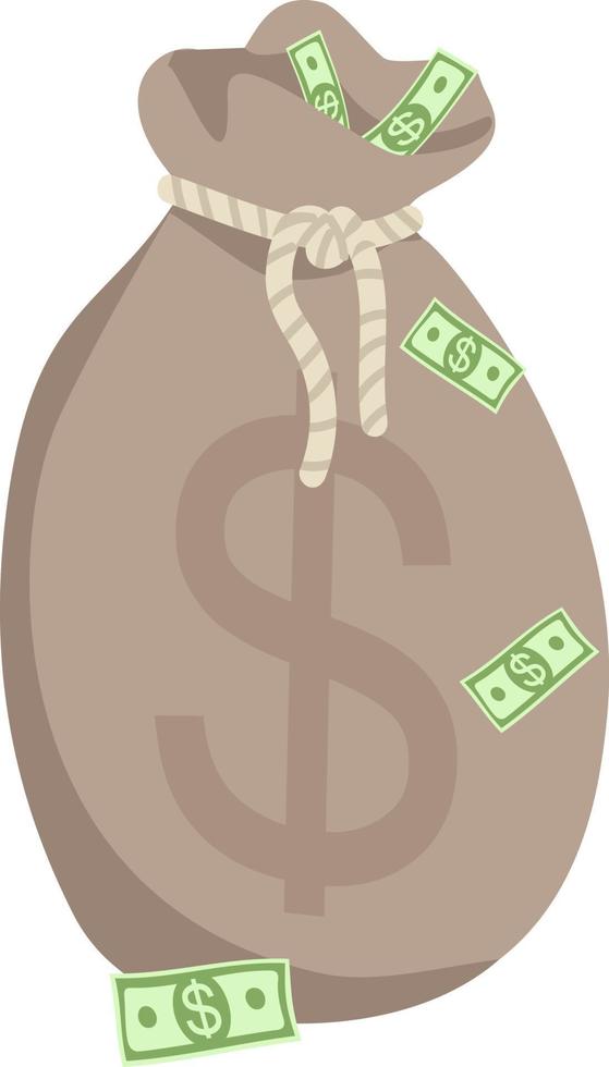 Bag with money semi flat color vector object