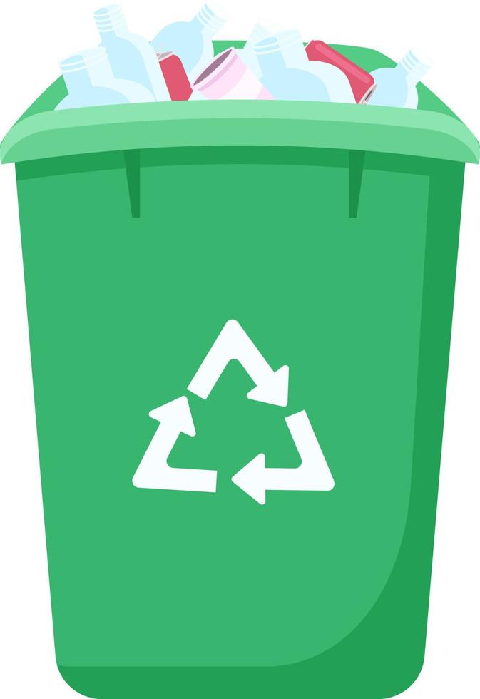 Trash can for plastic bottles semi flat color vector object