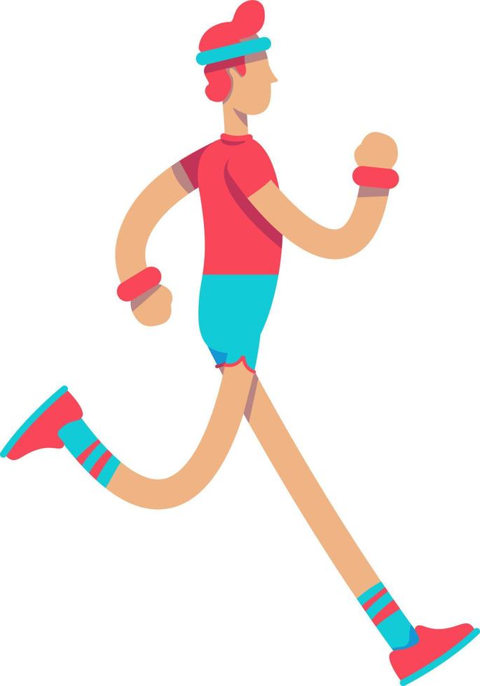 hombre atlético jogging carácter vectorial de color semiplano vector