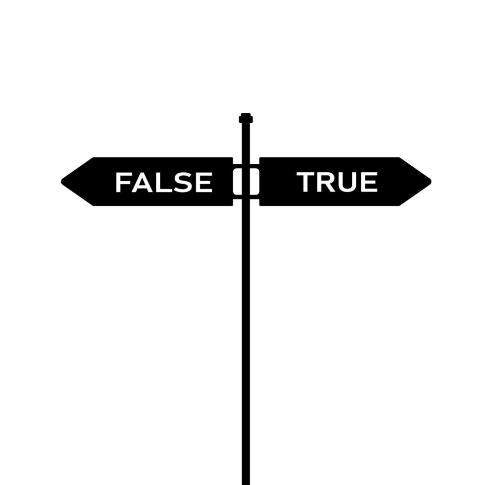 True and False Signpost. Problem solving choice concept. Vector illustration on white background isolated