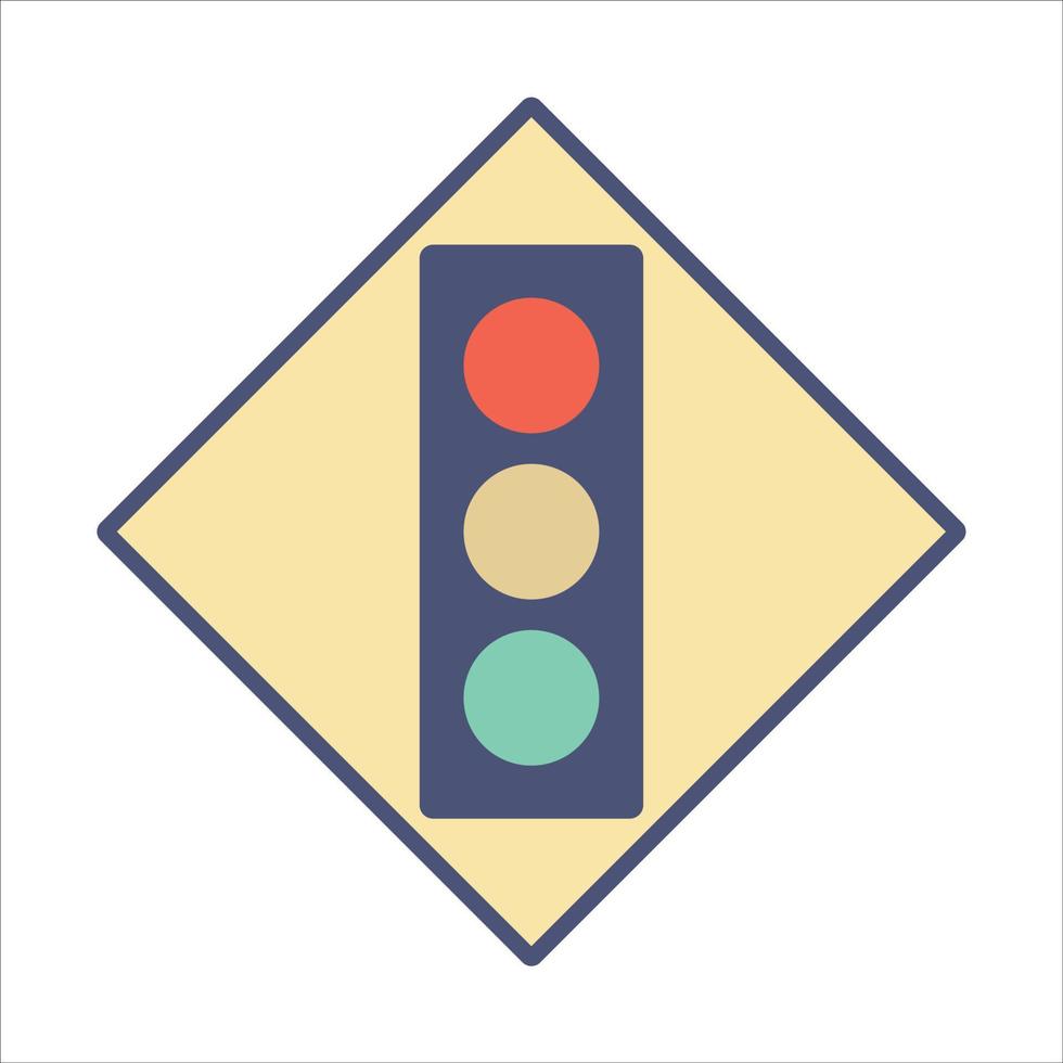 Traffic Light ahead icon. Warning sign on Yellow  background. Vector illustration