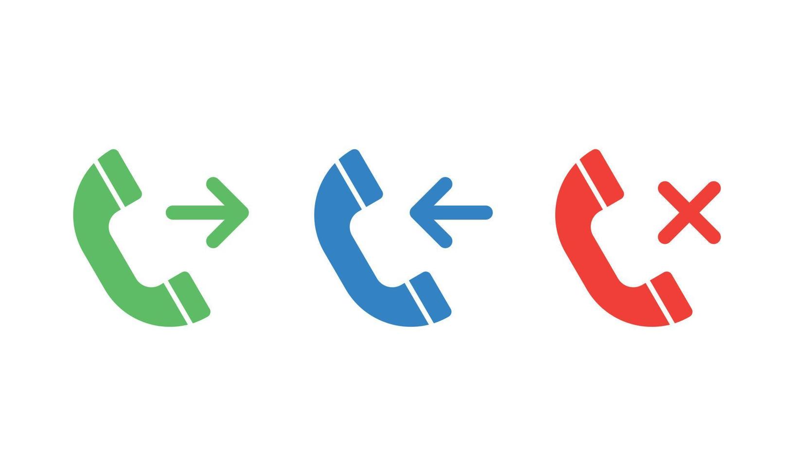 outgoing, missed call phone icon set. End call sign. Answer and decline phone call