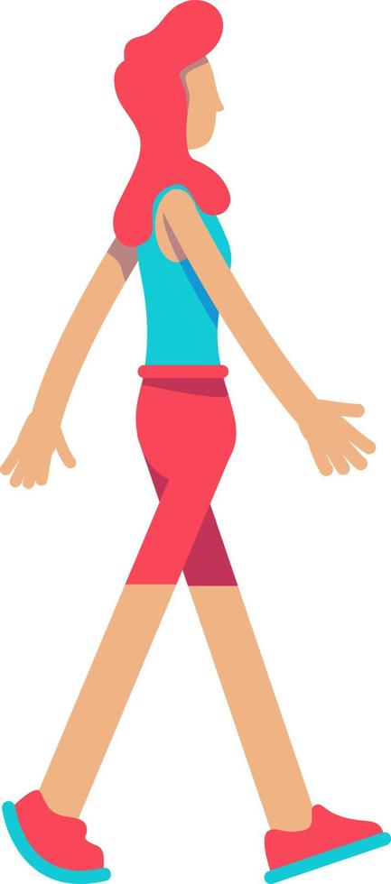 Red haired girl wearing summer outfit semi flat color vector character