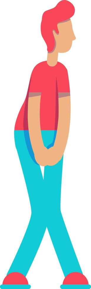 Man needs to go to toilet semi flat color vector character