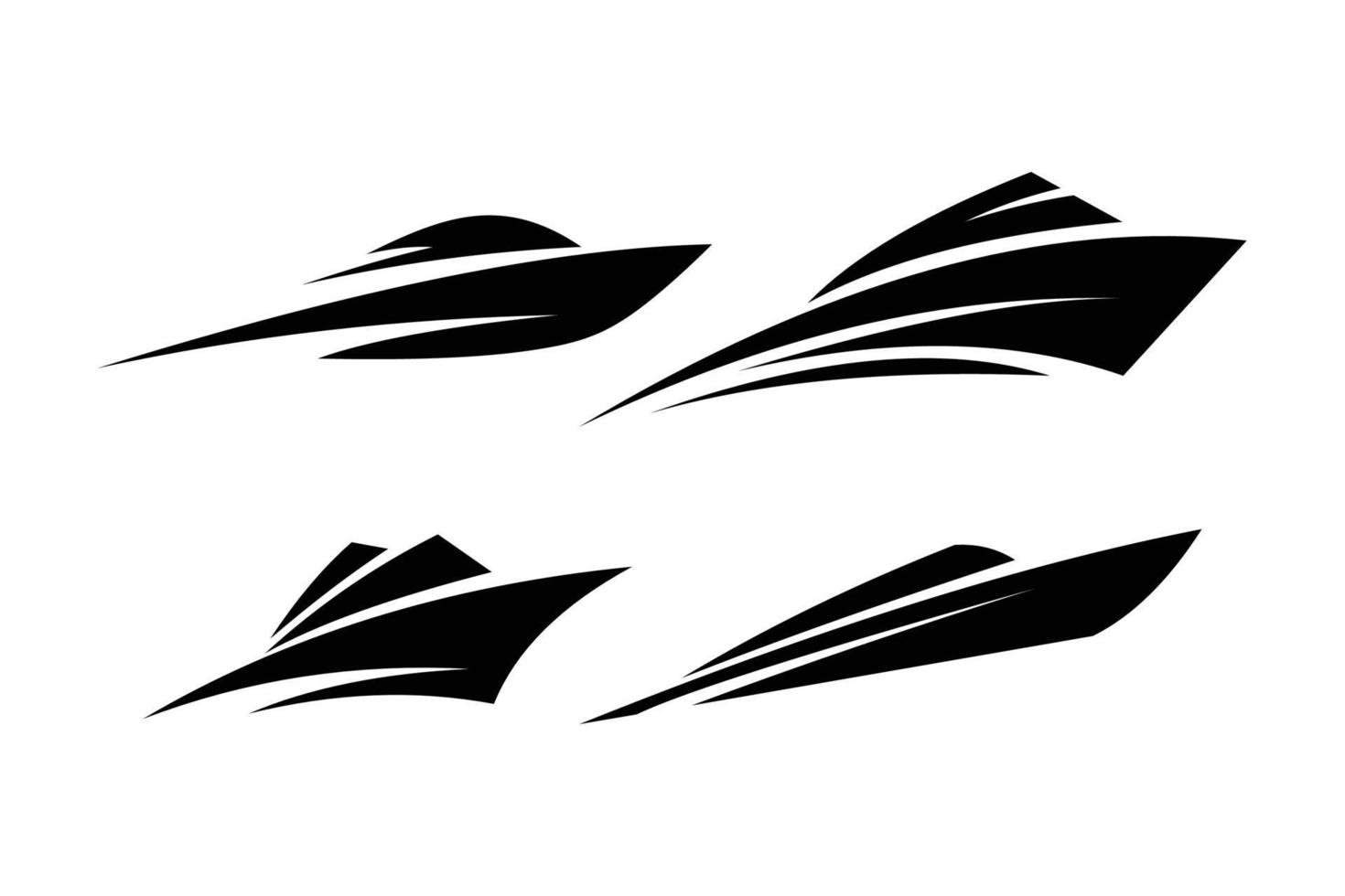 Conjunto de vectores de iconos de logotipo de lancha rápida de silueta