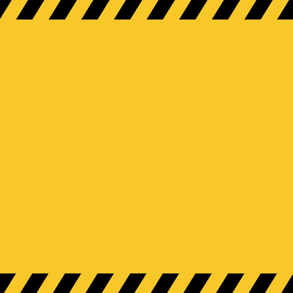 Caution tape. Black and yellow line striped. Blank warning background. Vector illustration on yellow