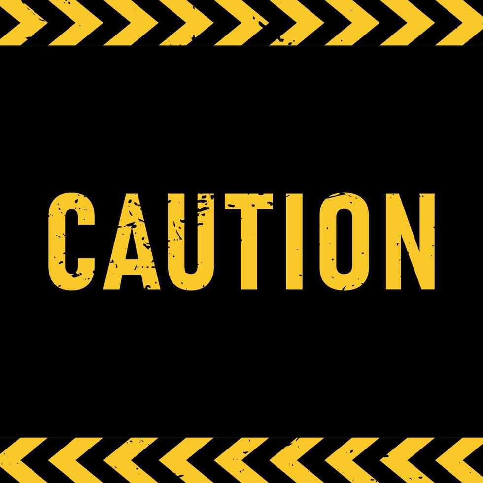 Caution warning sign with yellow and black stripes. Safety Concept image for caution, dangerous area and hazard. Vector illustration on  black background