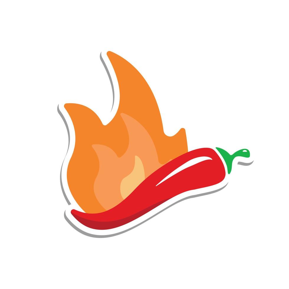 Hot chili pepper icon. Sticker Pepper with flame on white background. Vector illustration isolated