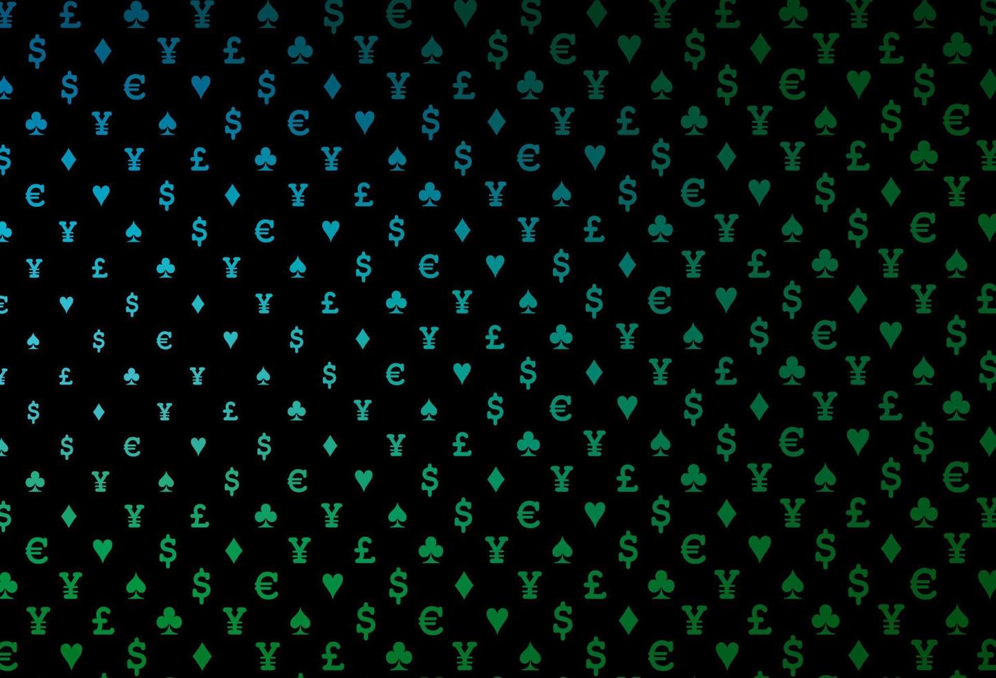 Dark blue, green vector template with poker symbols.