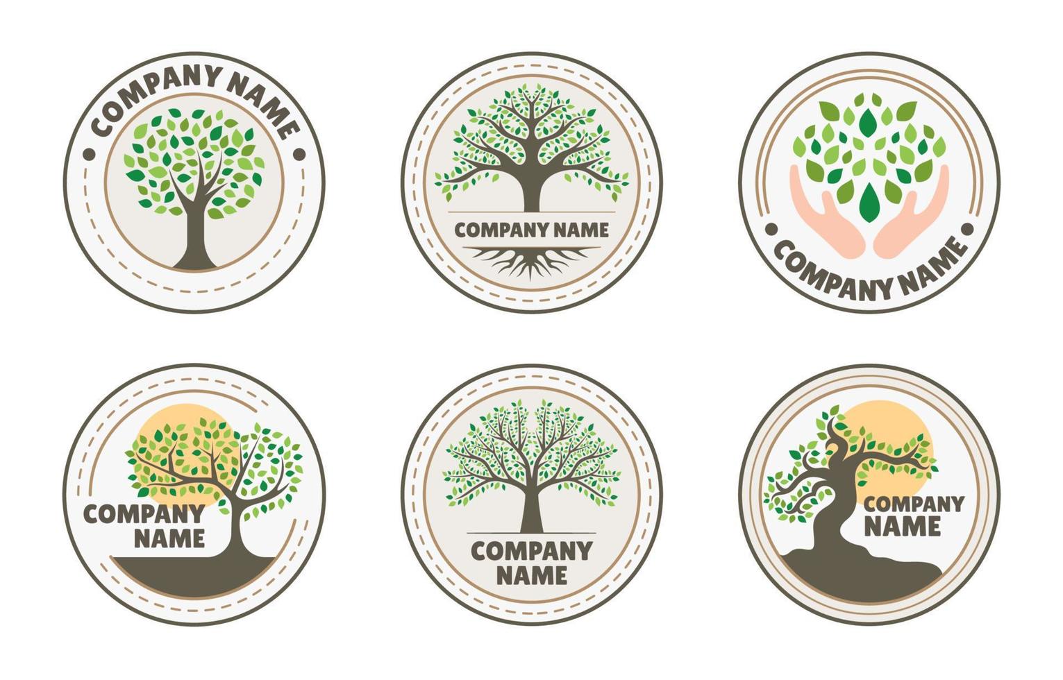 Tree Logo Design Set vector