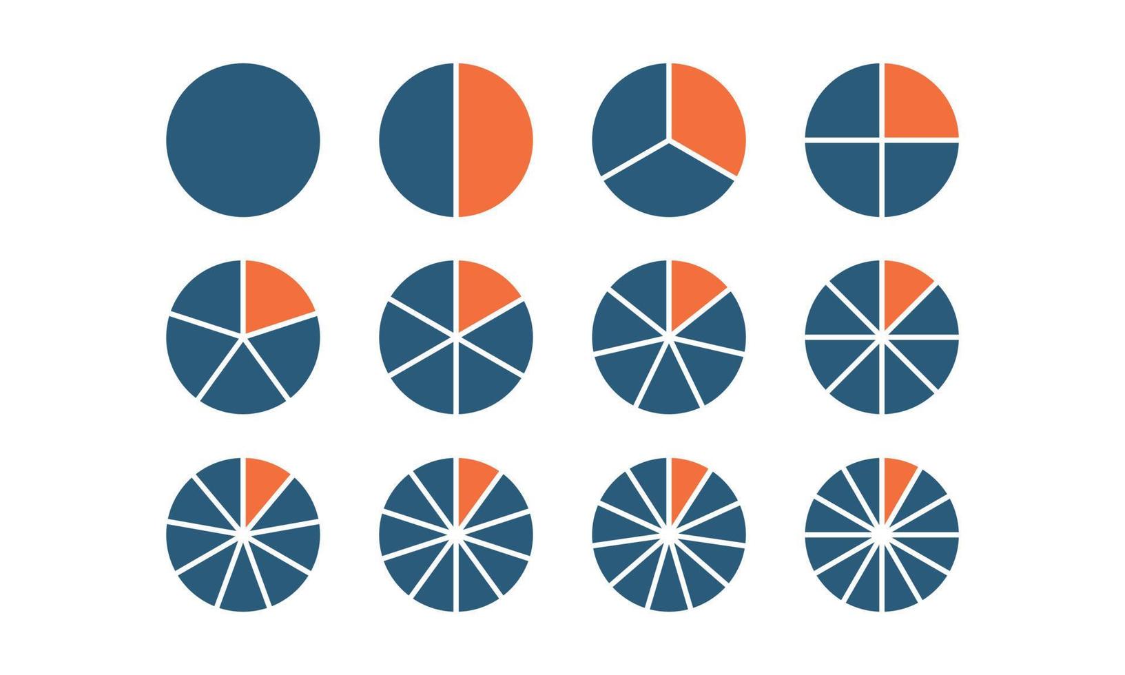 Pie chart inforgaphic set. Simply shapes pieces. Vector illustration