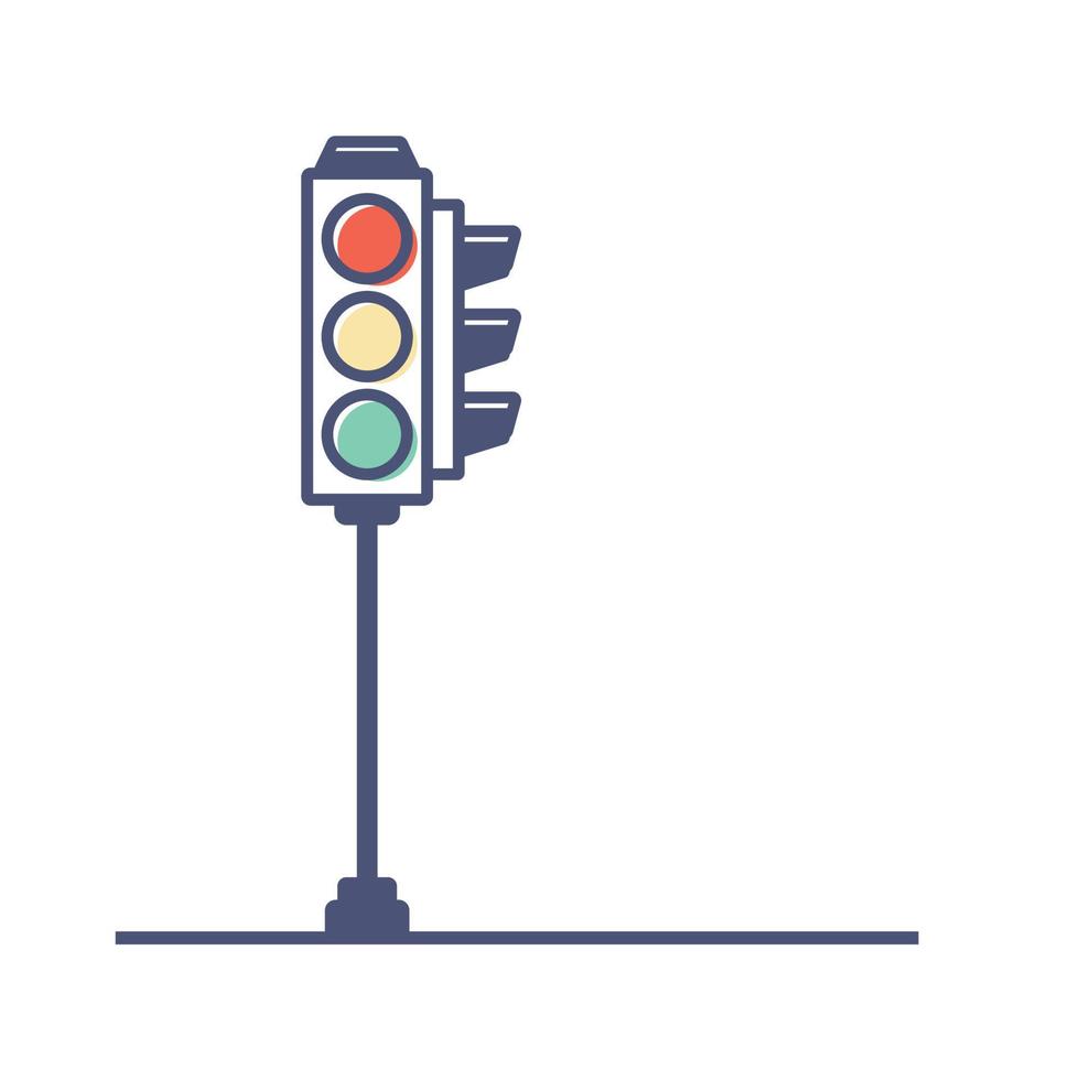 Traffic Light ahead icon. Warning sign on white background. Cartoon symbol. Vector illustration