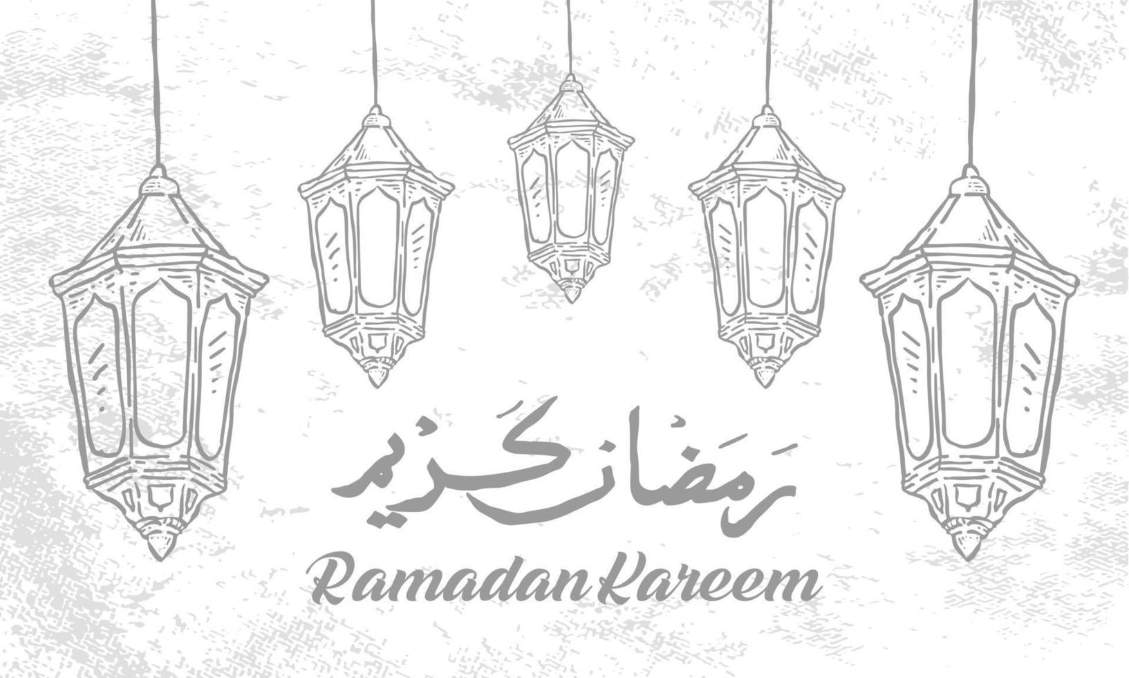 boceto dibujado a mano de la linterna de ramadán con textura de pincel para ramadan kareem vector