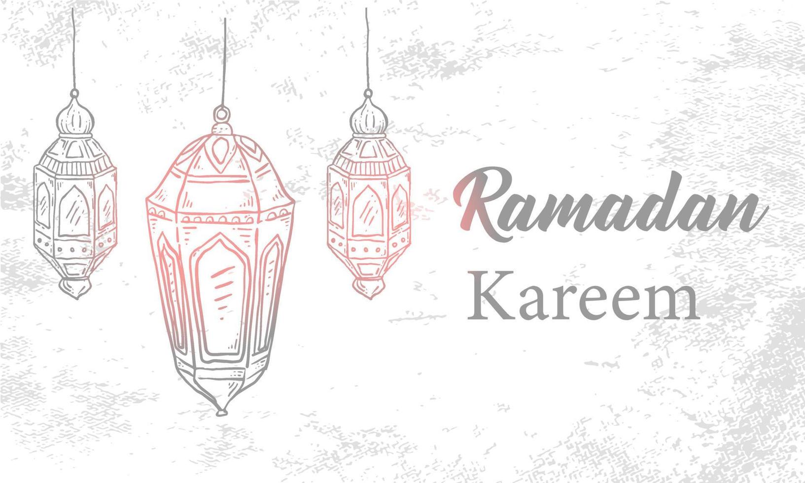 Hand Drawn Sketch of Ramadan Lantern with Brush Texture for Ramadan Kareem vector