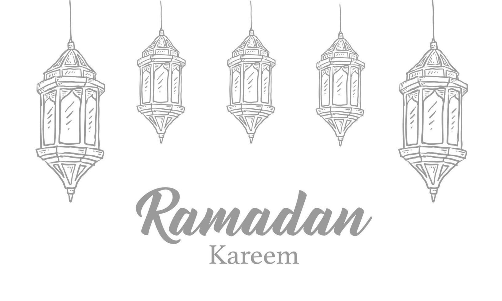 boceto dibujado a mano de la linterna de ramadán con textura de pincel para ramadan kareem vector