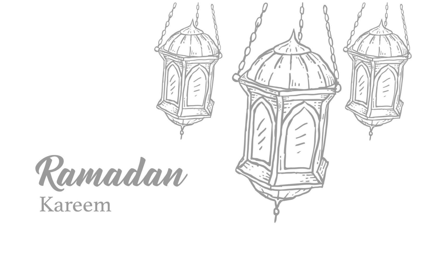 Hand Drawn Sketch of Ramadan Lantern with Brush Texture for Ramadan Kareem vector