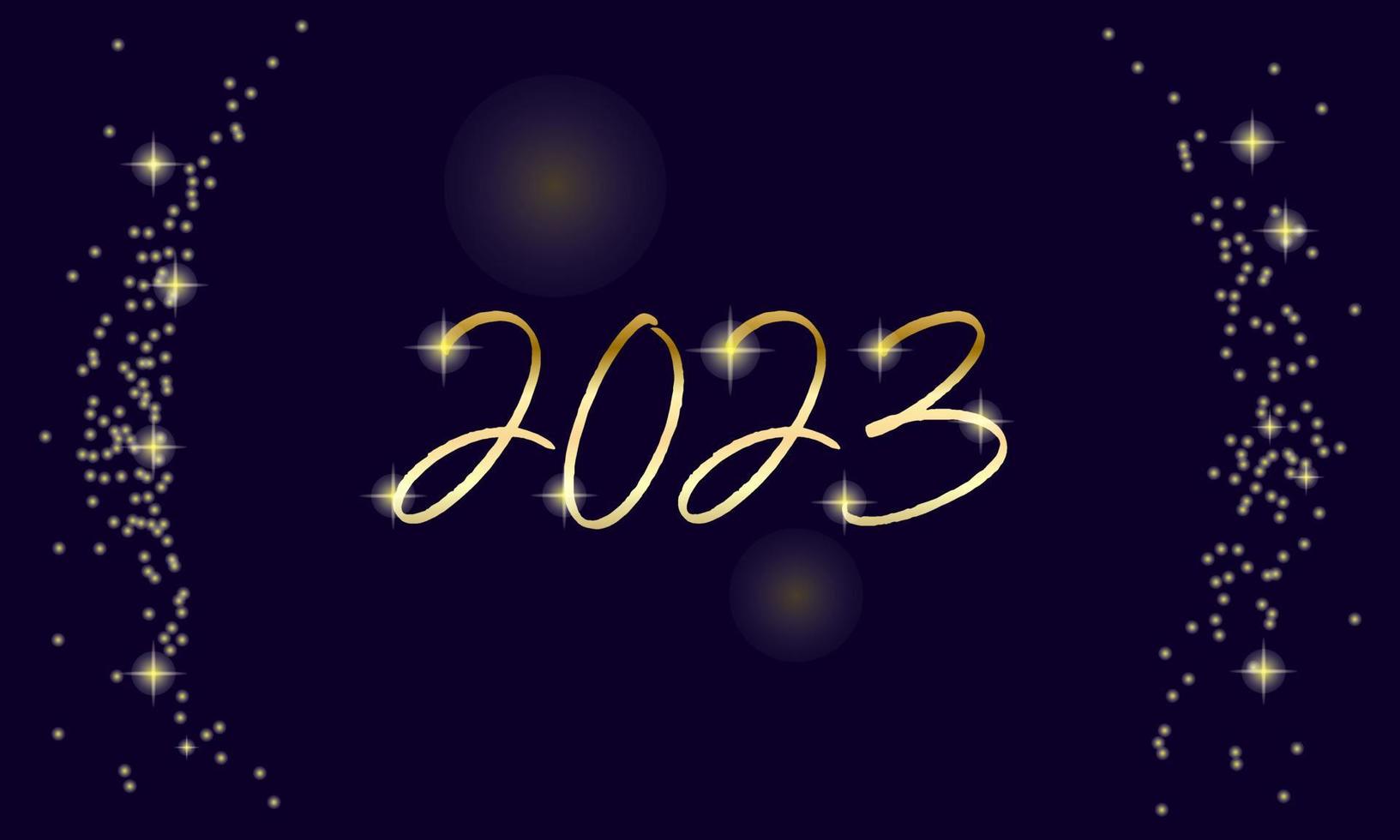Diseño dorado de año nuevo 2023. tarjeta de felicitación navideña. ilustración vectorial vector