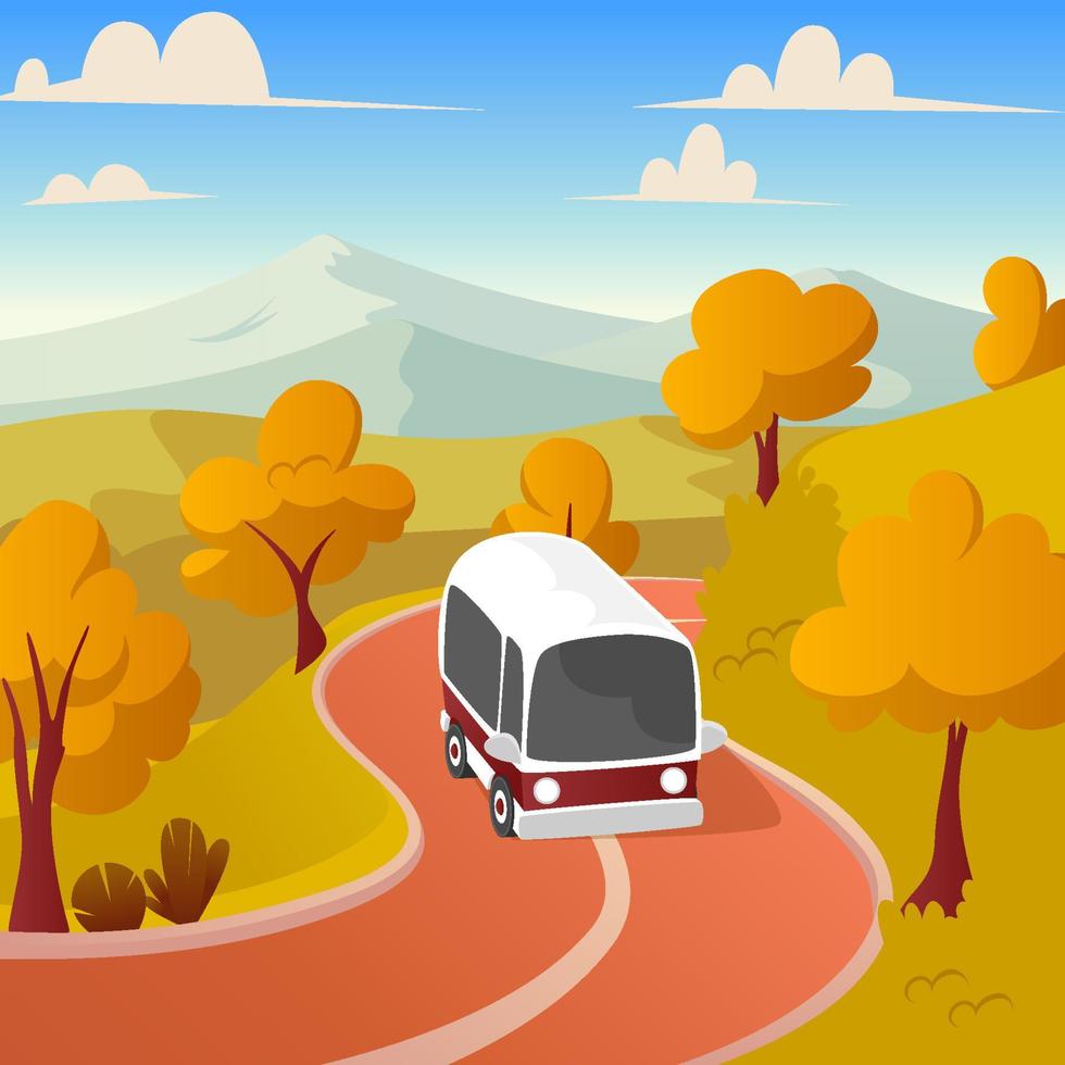 viaje por carretera a través de paisajes naturales vector