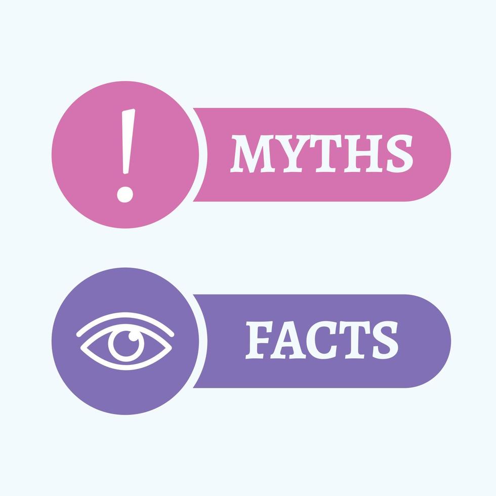 Myths facts button. Vector icon