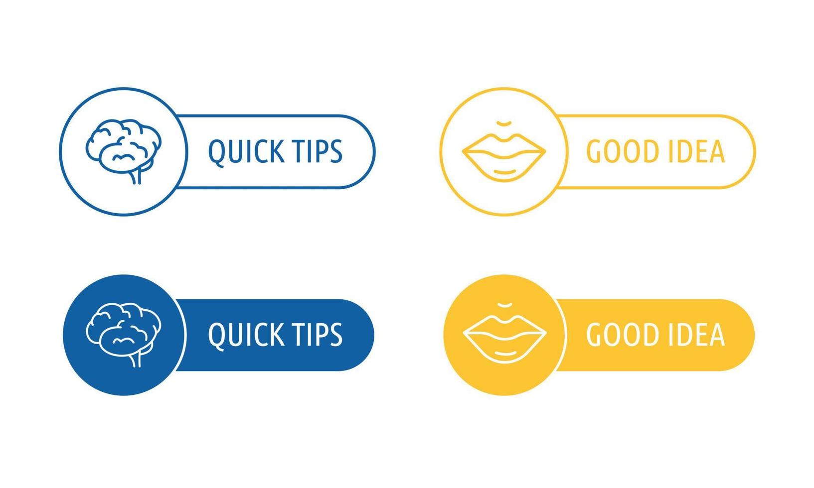 consejos rápidos e icono de línea de buena idea. concepto de botón informativo de asesoramiento. Ilustración vectorial sobre fondo blanco vector