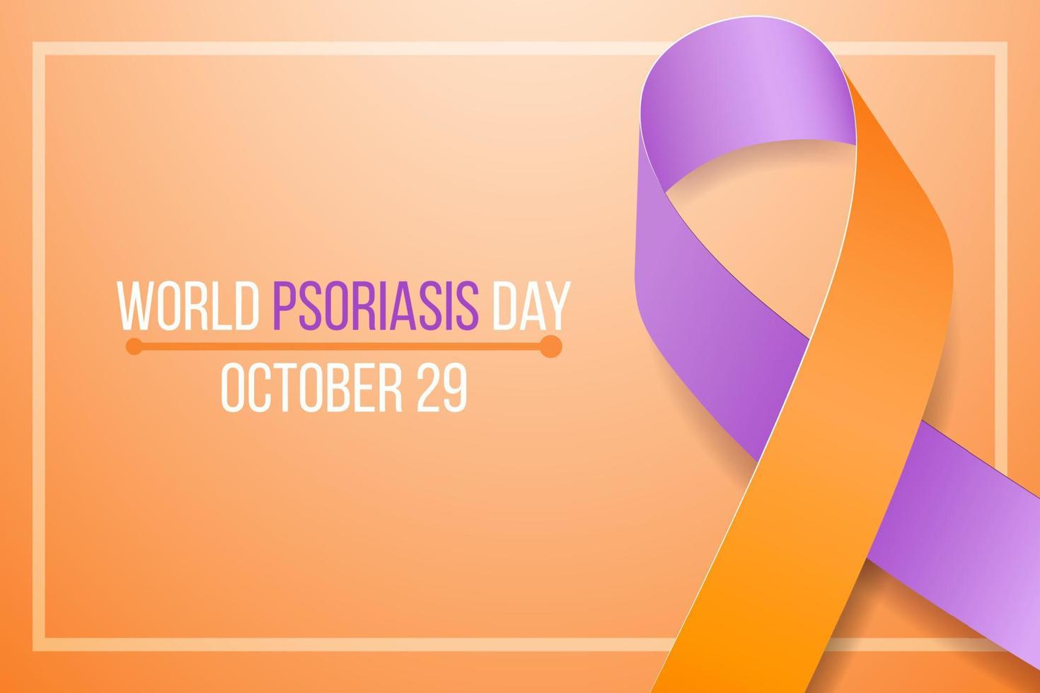 World psoriasis awareness day concept. Banner template with lavender and orange ribbon awareness. Vector illustration.