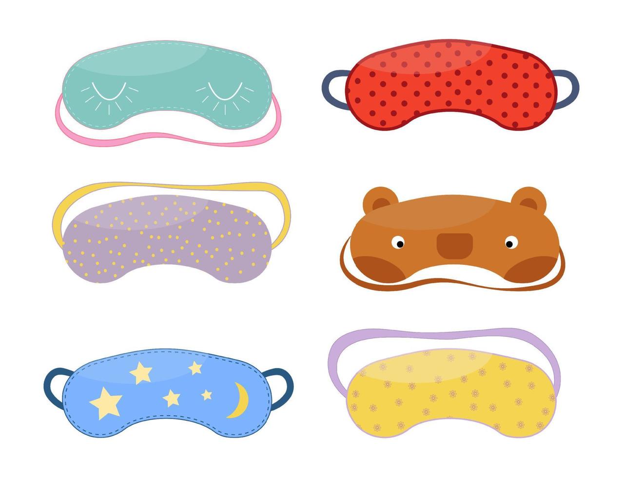 conjunto de diferentes máscaras para dormir en estilo plano. aislado sobre fondo blanco. ilustración vectorial vector