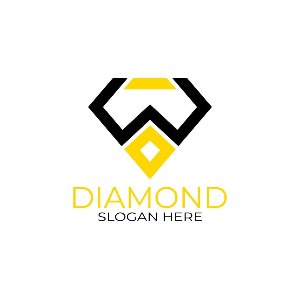 Letter w Diamond Logo Design with Line Art Style.  Design Concept, Logos, Logogram, Logotype Diamond Template vector