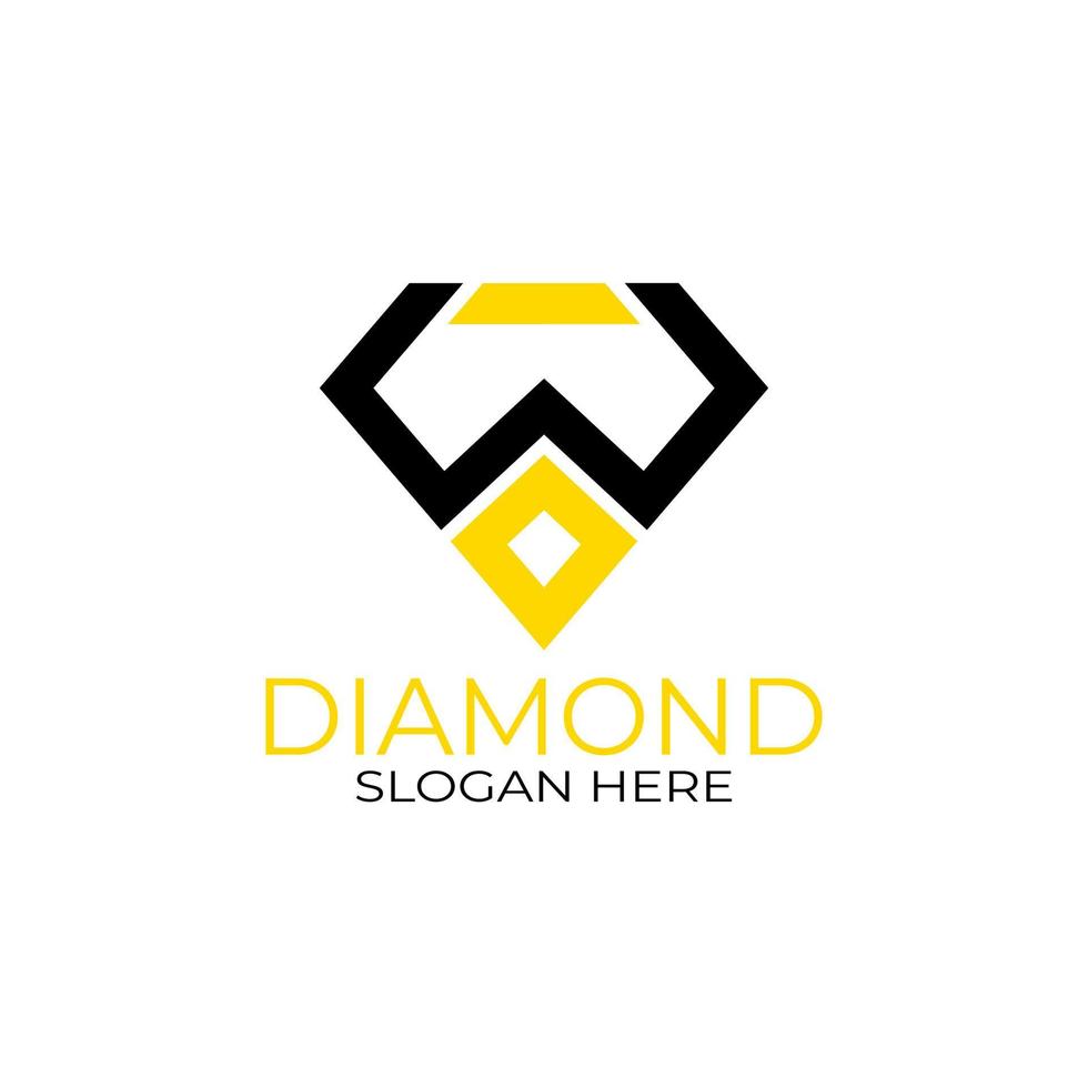 diseño de logotipo de letra w diamante con estilo de arte de línea. concepto de diseño, logotipos, logograma, plantilla de diamante de logotipo vector