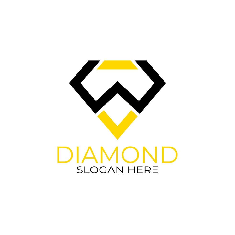 diseño de logotipo de letra w diamante con estilo de arte de línea. concepto de diseño, logotipos, logograma, plantilla de diamante de logotipo vector