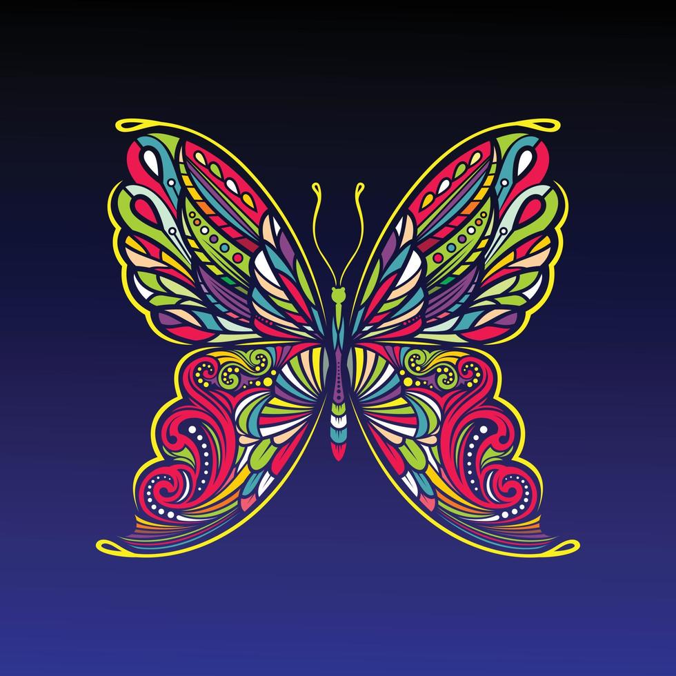 Butterfly art design with colorful premium vector