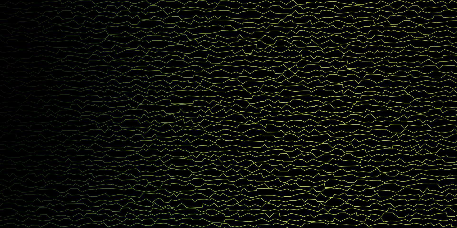 patrón de vector verde oscuro, amarillo con líneas torcidas.
