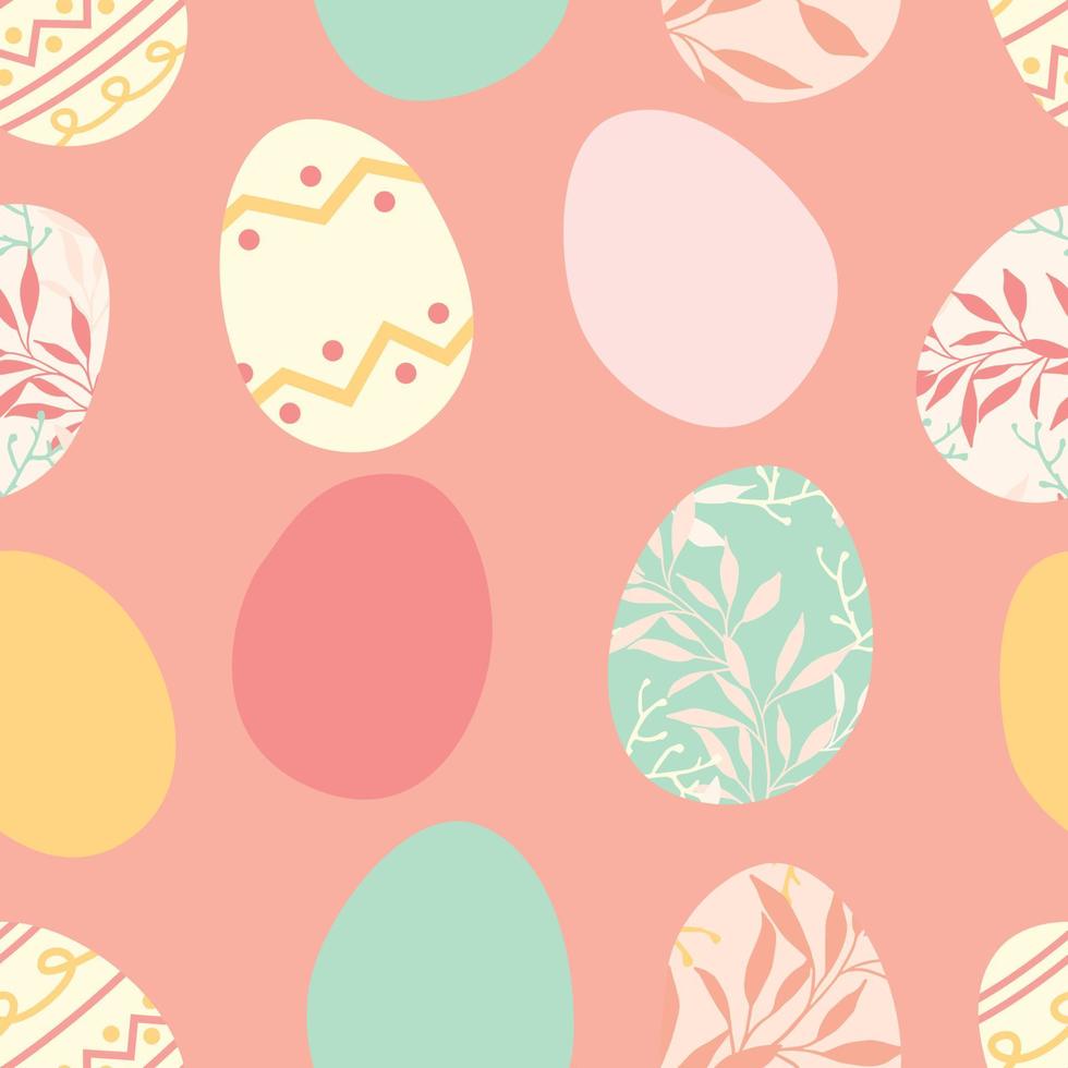 Easter Eggs repeat pattern design. Hand-drawn background. Holidays pattern for wrapping paper or fabric. vector