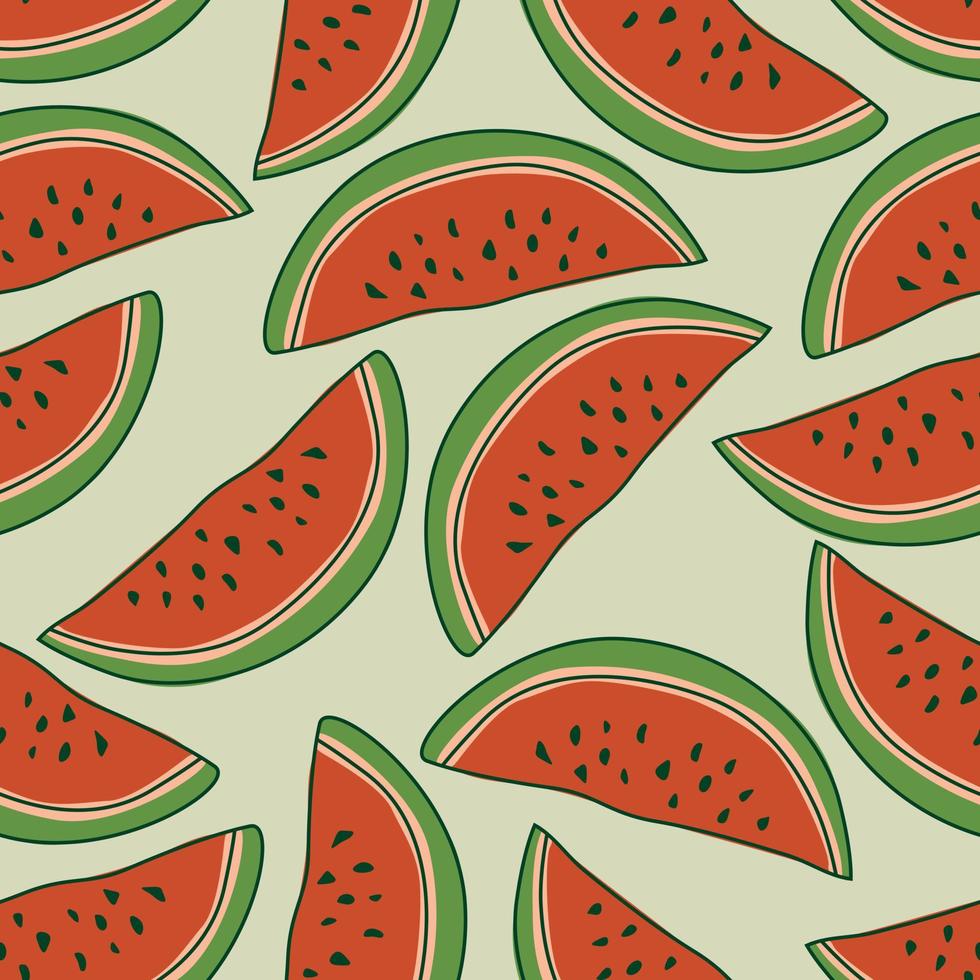 Watermelon repeat pattern design. Hand-drawn background. floral pattern for wrapping paper or fabric. vector