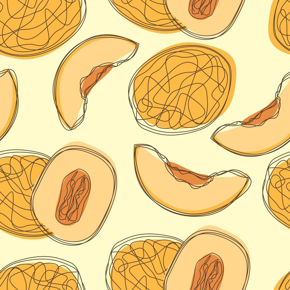 Melon repeat pattern design. Hand-drawn background. fruit pattern for wrapping paper or fabric. vector