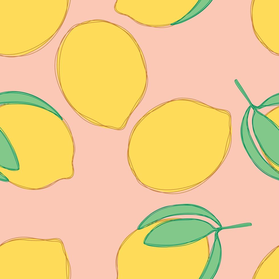 Lemon repeat pattern design. Hand-drawn background. citrus pattern for wrapping paper or fabric. vector