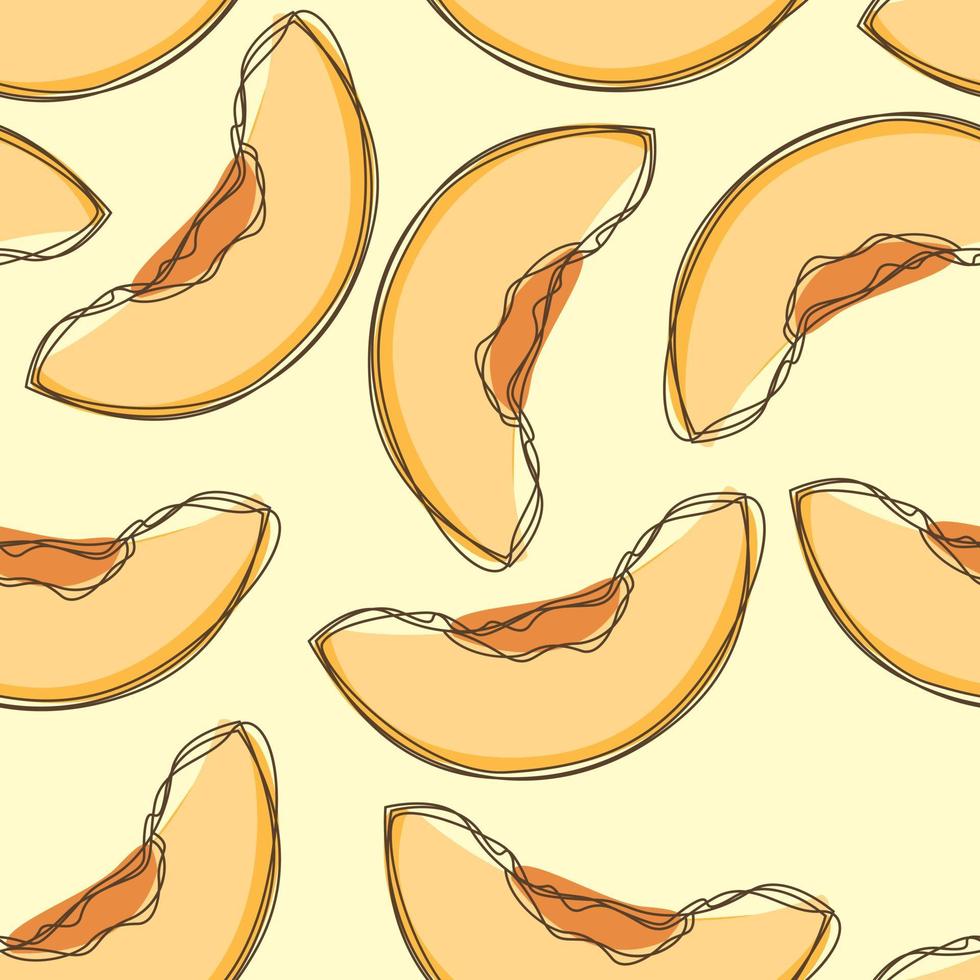 diseño de patrón de repetición de melón. fondo dibujado a mano. patrón de frutas para envolver papel o tela. vector