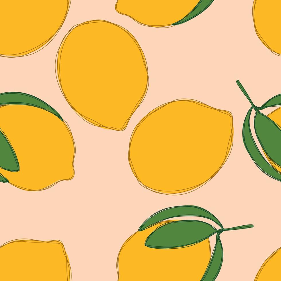 Lemon repeat pattern design. Hand-drawn background. citrus pattern for wrapping paper or fabric. vector