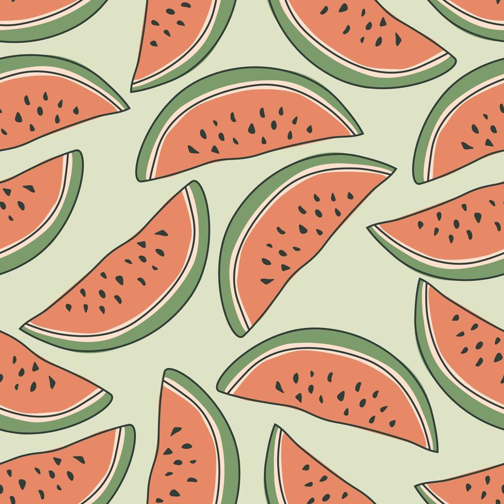 Watermelon repeat pattern design. Hand-drawn background. floral pattern for wrapping paper or fabric. vector