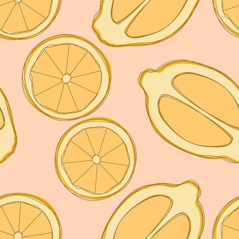 Lemon repeat pattern design. Hand-drawn background. citrus pattern for wrapping paper or fabric. vector
