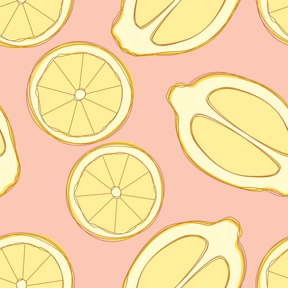 Lemon repeat pattern design. Hand-drawn background. citrus pattern for wrapping paper or fabric. vector