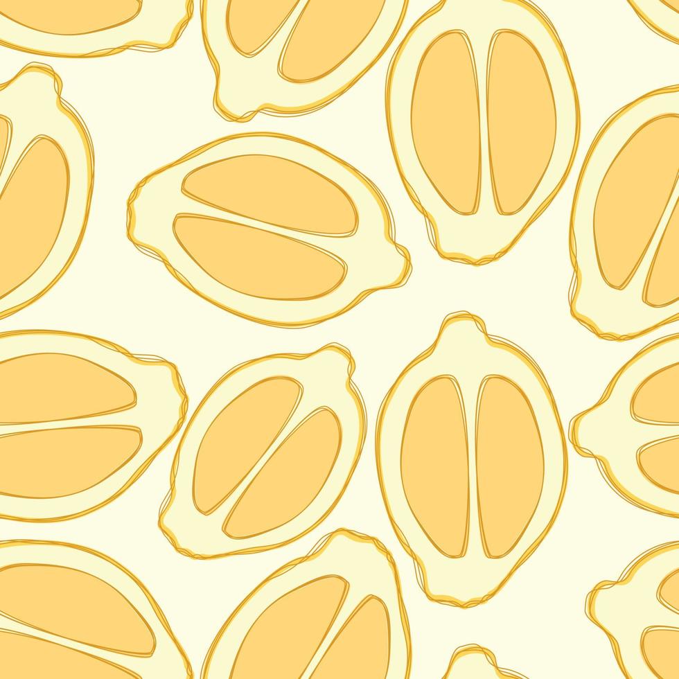 Lemon repeat pattern design. Hand-drawn background. citrus pattern for wrapping paper or fabric. vector