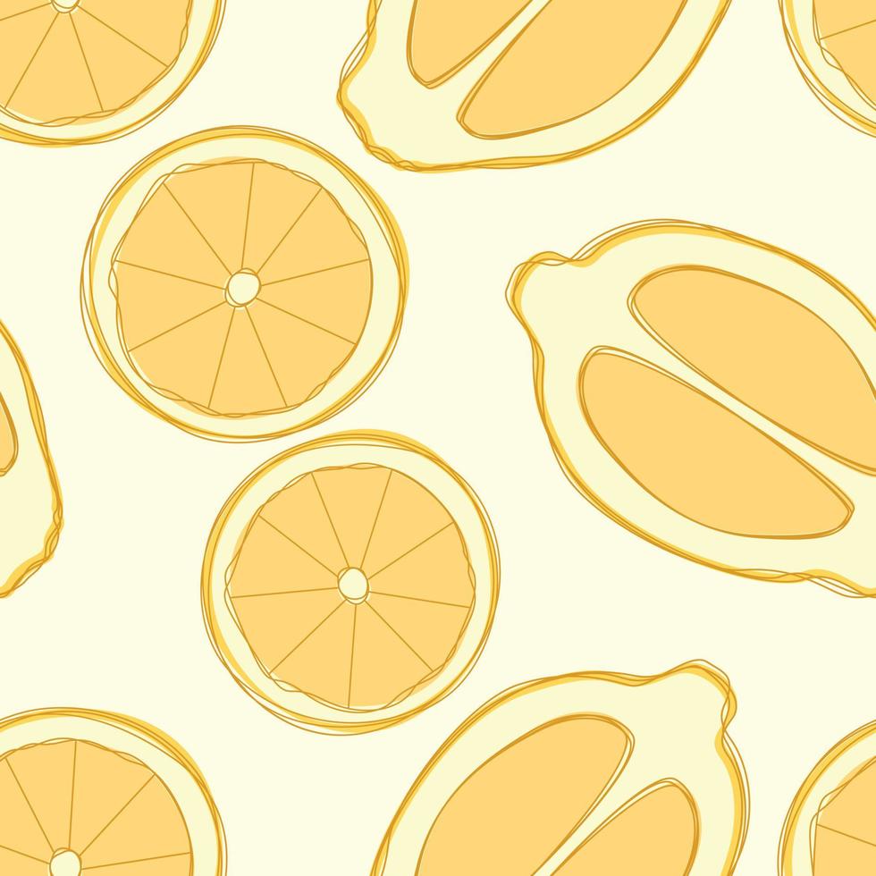 Lemon repeat pattern design. Hand-drawn background. citrus pattern for wrapping paper or fabric. vector