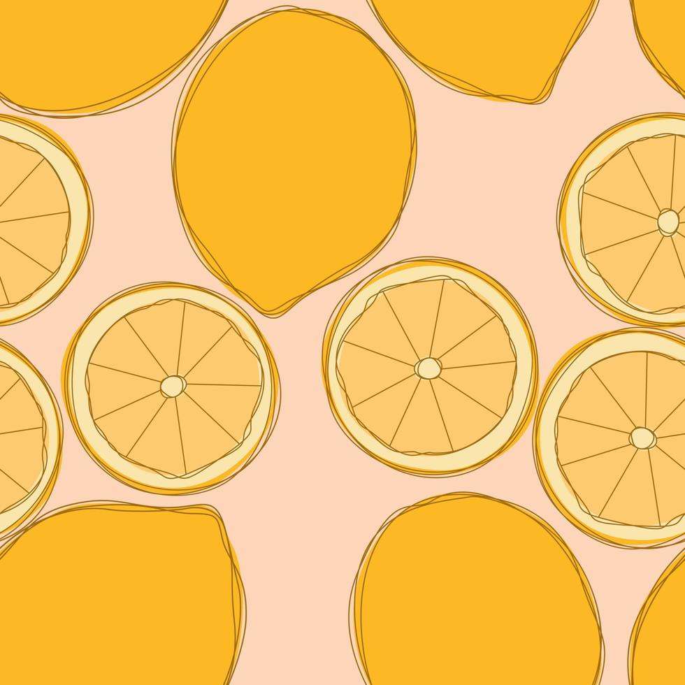 Lemon repeat pattern design. Hand-drawn background. citrus pattern for wrapping paper or fabric. vector