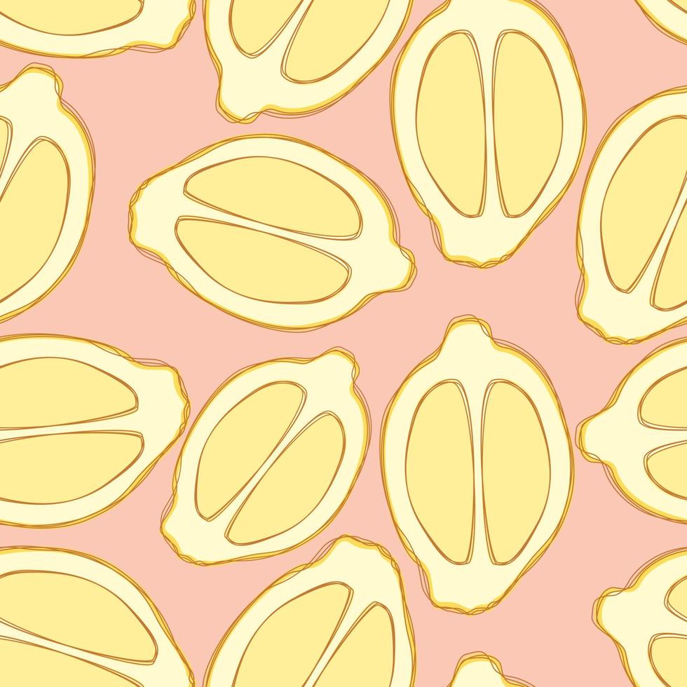 Lemon repeat pattern design. Hand-drawn background. citrus pattern for wrapping paper or fabric. vector