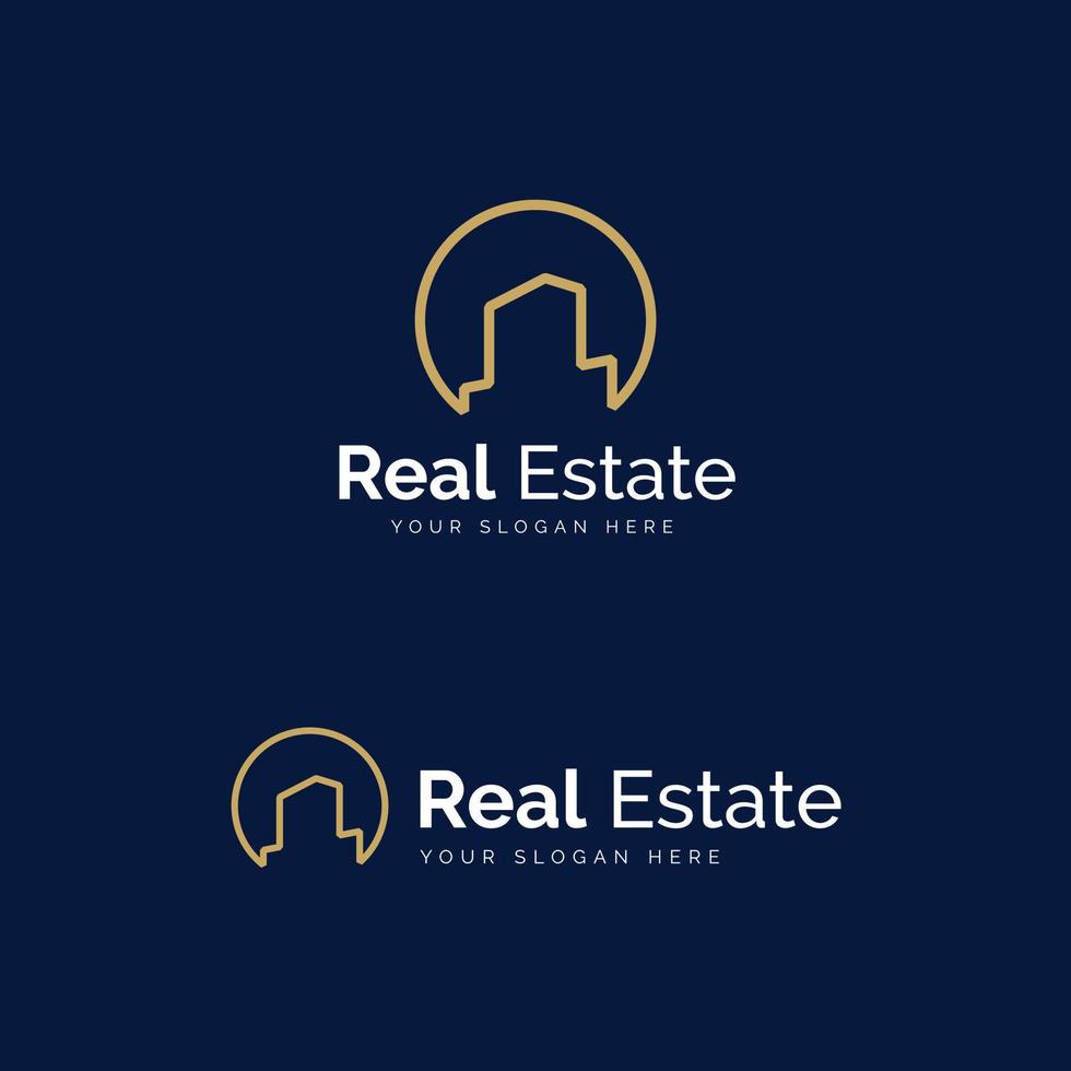 minimal real estate line art logo vector