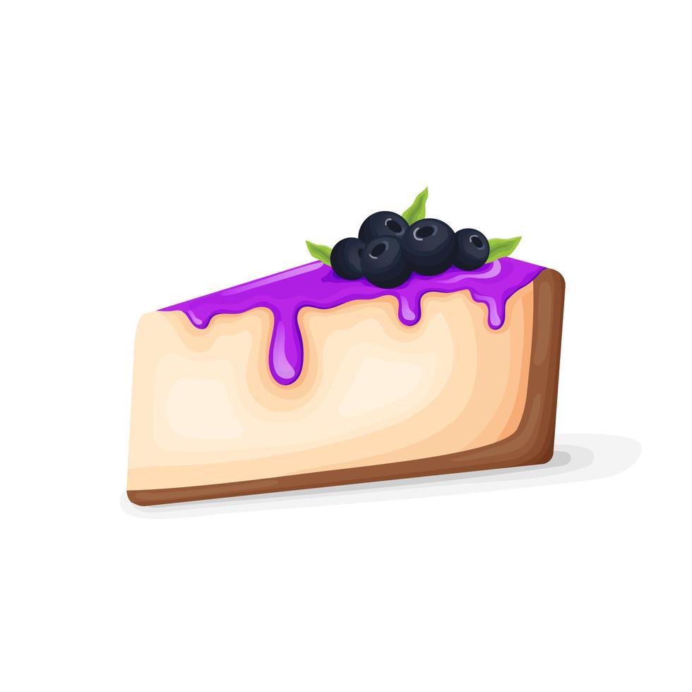 Delicious blueberry cheesecake with blueberry jam. vector